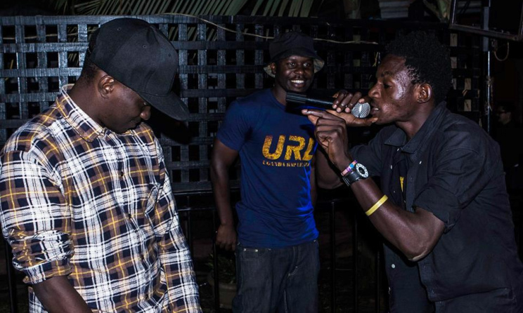 Oki Foever and MC Gold during a rap battle. Photo: Uganda Rap League Facebook