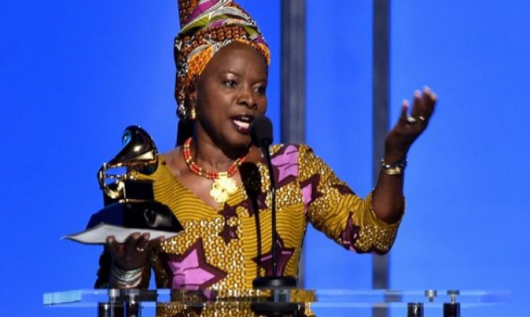 Angelique Kidjo accepts her third Grammy award. Photo: Alberto E. Rodriguez/www.grammy.com