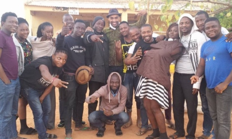 The Bantu band and a member of the Malian border patrol