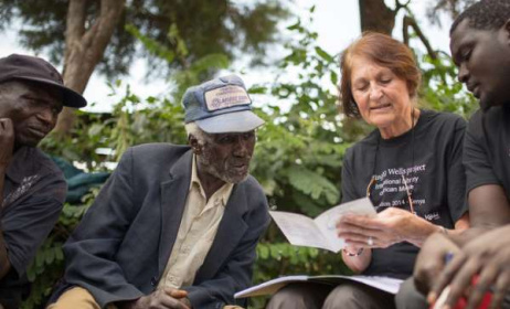 Philip Cheruiyot, whose grandfather sang on Hugh Tracey's recording of 'Chemirocha II', with Diane Thram. Photo: Ryan Kailath