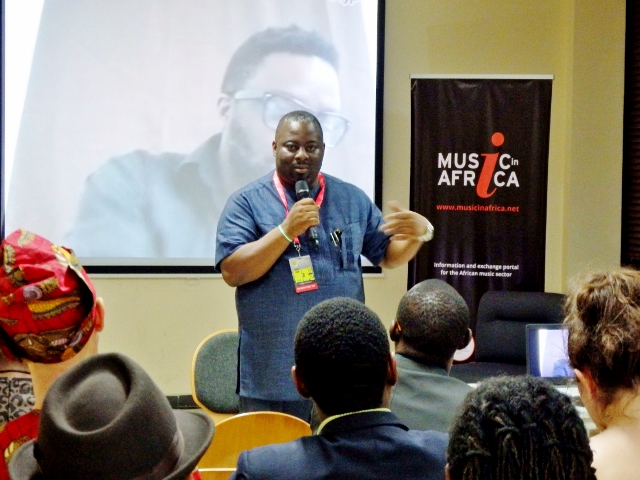 Obi Asika delivers his presentation on the Nigerian creative revolution