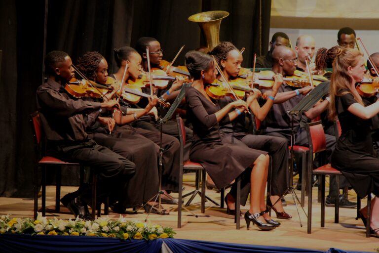 A section of the Symphony Orchestra of the Kenya Conservatoire of Music performing.