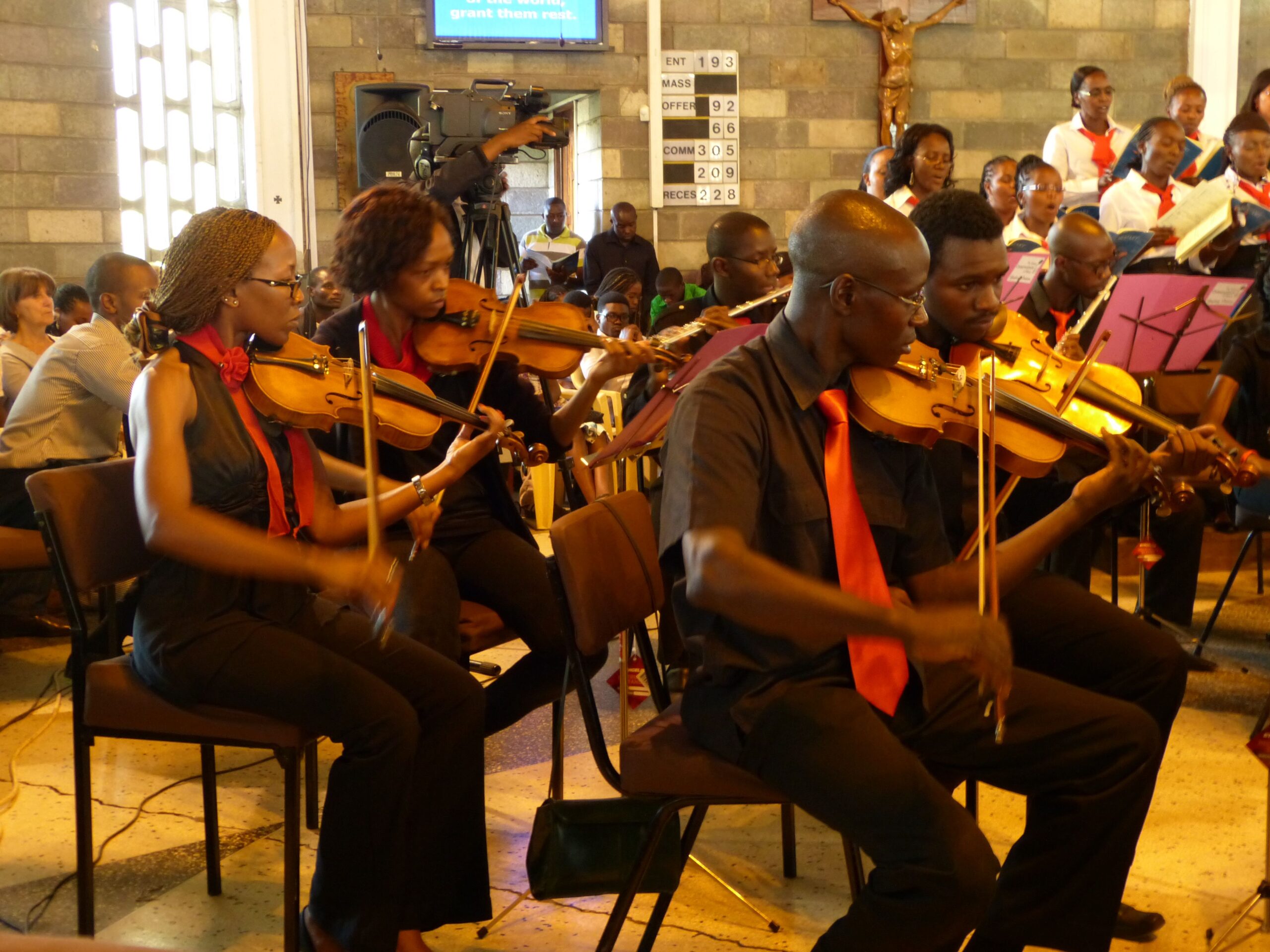 Violinists practicing