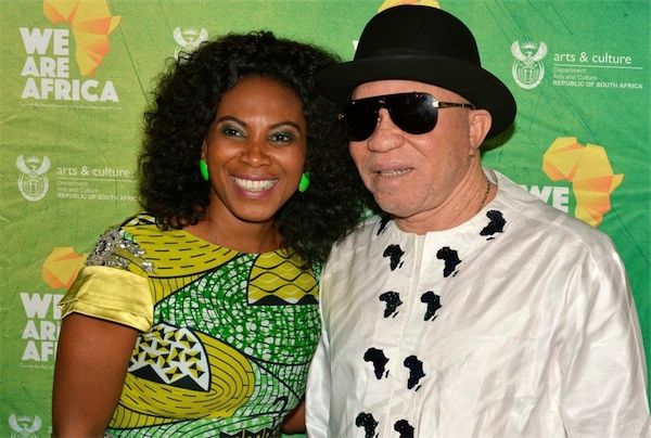 Media personality Penny Labyane with Salif Keita at the launch.