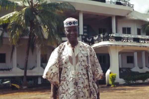 William Onyeabor outside his house.