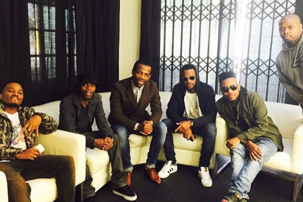 Zakes Bantwini (centre) meeting with top SA rappers. Photo: Instagram