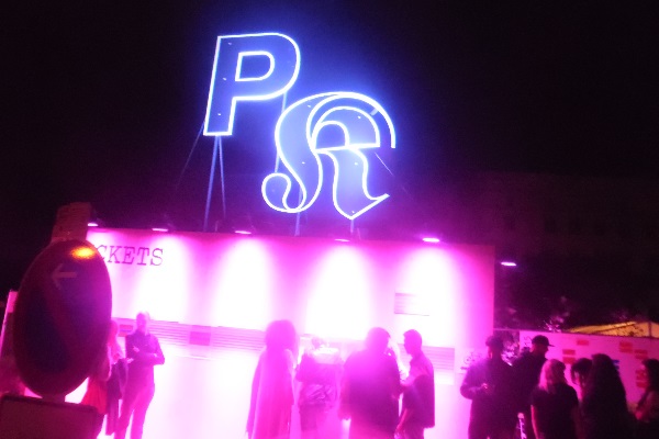 A ticket stand at the venue of the Pop Kultur Festival.