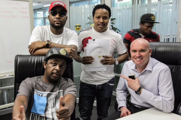 Cassper Nyovest with Oskido at the MTN offices. Photo: Cassper Nyovest/Twitter