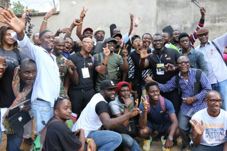Cameroonian musicians and music journalists with Music In Africa Foundation members at Bastos in Yaoundé.