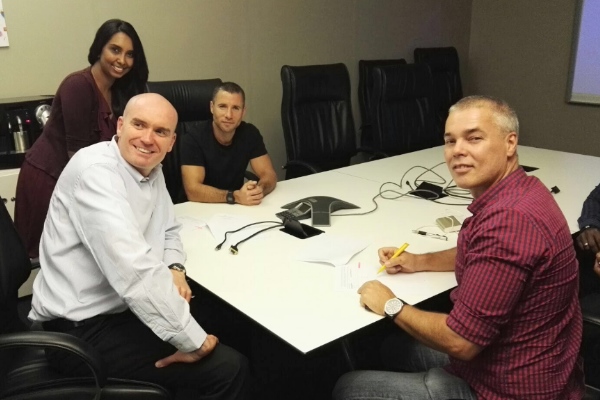 MTN and Sony Music executives sign the content distribution agreement.