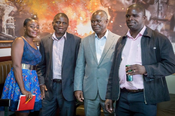 From left: MC Theresa Liteta, ZAAP President Enock Chiwati, and adjudicators Jagari Chanda and Patrick Samwimbila.