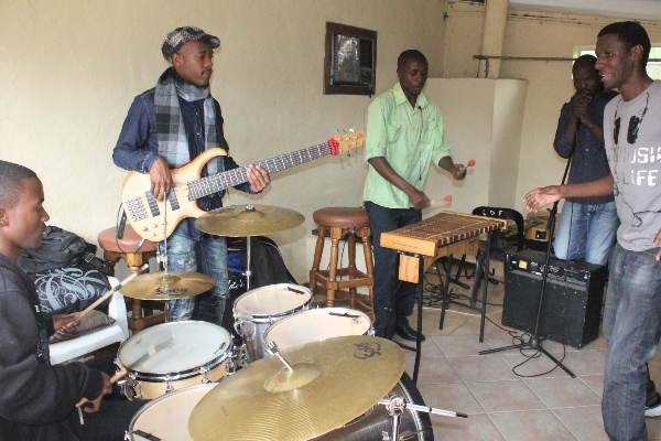 A band rehearses at Larry Mhlanga's Pelepele Arts Academy in Swaziland. Photo: Facebook