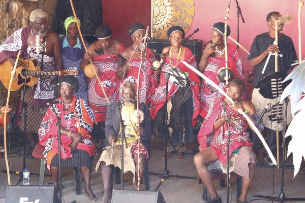 Bashayi Bengoma perform at Swaziland's Bushfire festival in 2015. Photo: Dave Durbach / Music In Africa