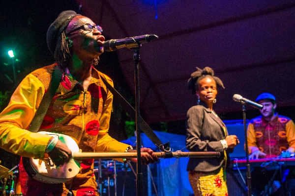 Guy One performing as Florence Adoono looks on. Photo: Jere Ikongio