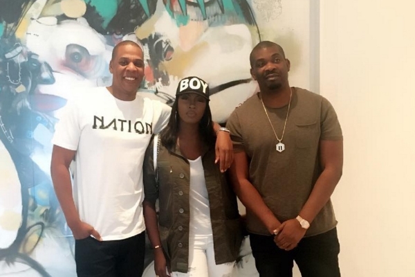 Jay Z, Tiwa Savage and Don Jazzy. Photo: Instagram
