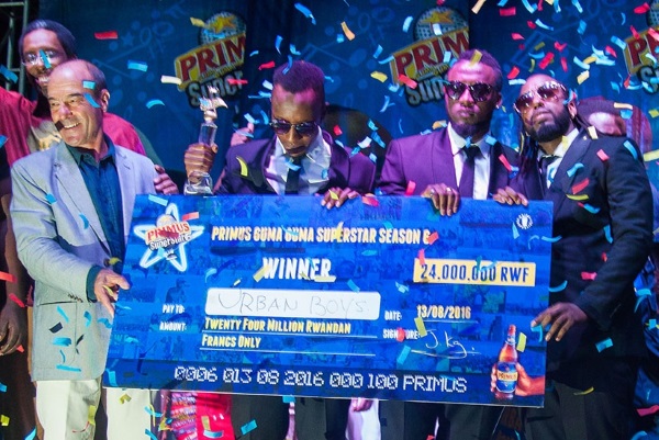 PGGSS winners Urban Boyz receive their prize. Photo: Nadege Imbabazi / www.newtimes.co.rw