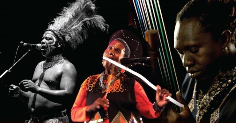 (Photo) : Noumoucounda et les artistes Dizu Plaatjies et Bavikile