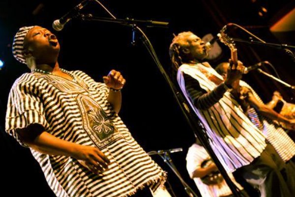 Sierra Leone's Refugee All Stars playing live. Photo: Cumbancha