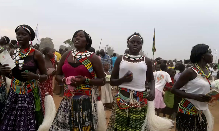 Women performing a South Sudanese traditional dance. Photo: Emmanuel Malish