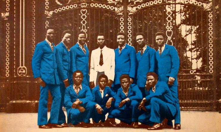 Prince Adekunle, in white, poses with his band. Photo: Global Groovers