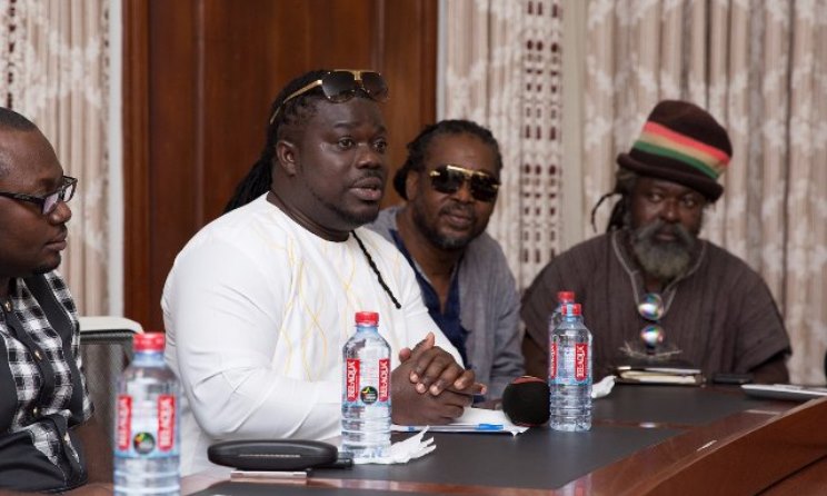 Bice Osei Kuffour speaking at the Zylofon offices. Photo: MyJoy