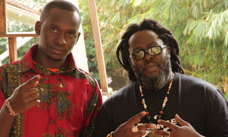 DJ Nesta (right) poses with a colleague at the Newz Beatz studios. Photo: Facebook