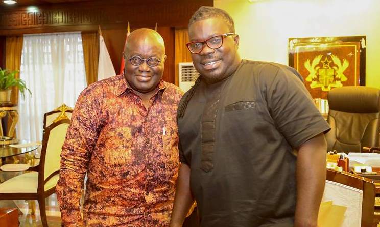 Ghanaian Presdient Nana Akufo-Addo and MUSIGA president Bice Osei Kuffour. Photo: Facebook