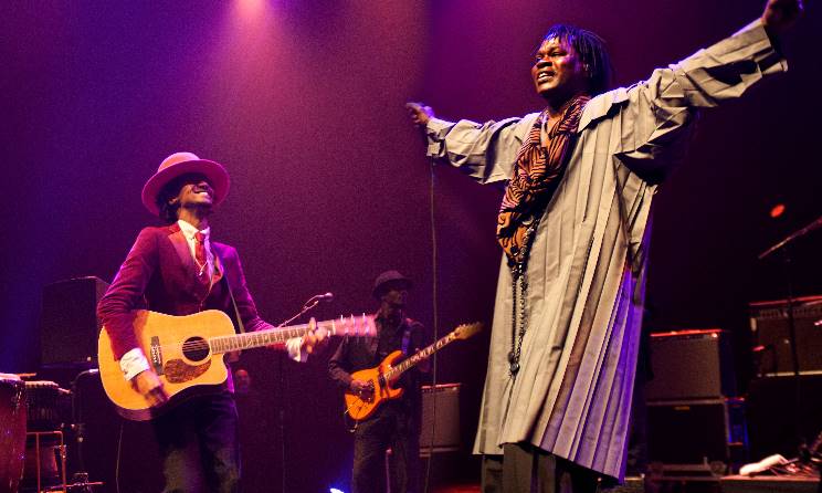 Baaba Maal (right) spoke at the Music in Africa Conference for Collaborations, Exchange and Showcases. Photo: Afropop Worldwide
