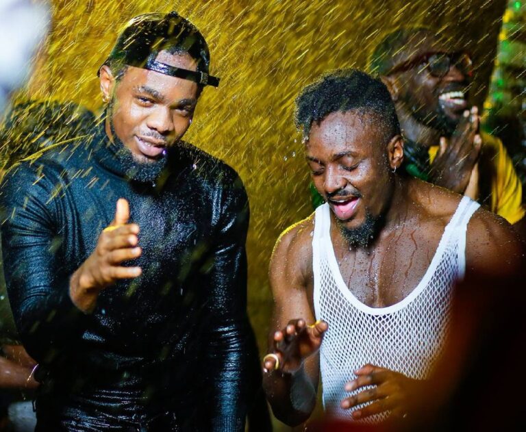 Patoranking with Sauti Sol's Savara and Polycarp. Photo: KISS FM