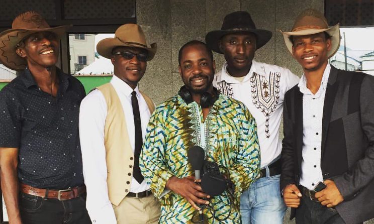 Tayo Popoola, middle, with members of the Country Music Club of Port Harcourt. Photo: TP