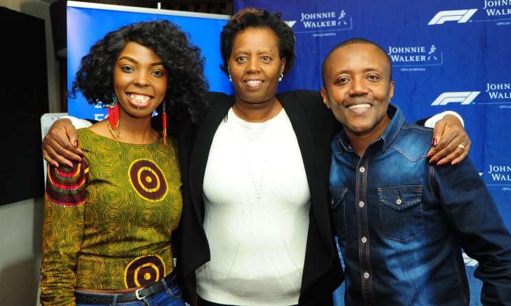 Radio presenters Adelle Onyango and Maina Kageni with Kenya Breweries managing director Jane Karuku (middle).