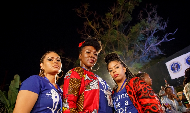 American hip hop collective Rhyme Like a Girl, represented by Sincerity, Toni Blackman and Atlas. Photos: Pius Kibazzi.