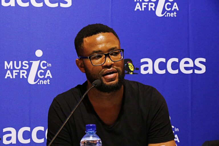 Music In Africa director Eddie Hatitye answers questions from the Kenyan media at the ACCES 2018 press conference in Nairobi.
