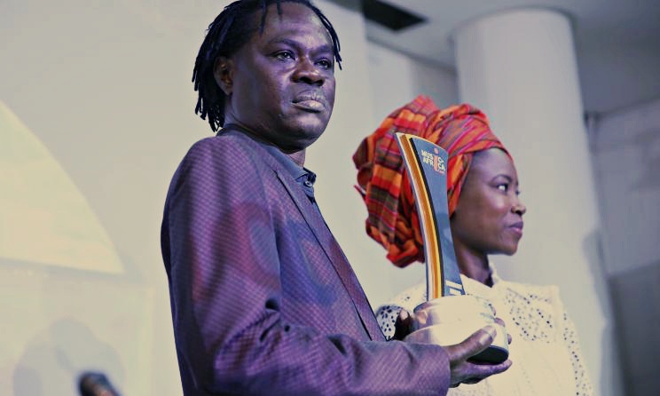 Baaba Maal and Aisha Deme during last week's awards ceremony in Dakar, Senegal.