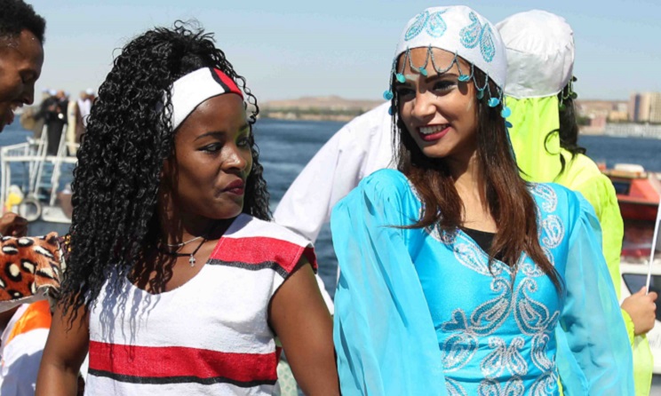 Local musicians taking part in the opening parade of the 2018 Aswan International Festival of Arts and Culture.