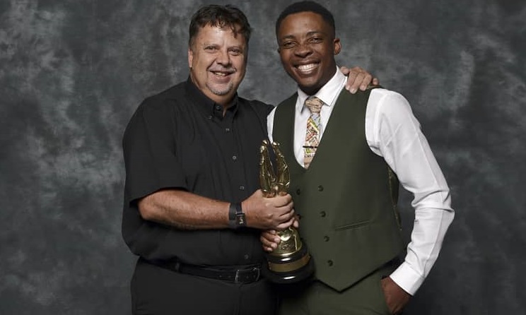 The River sound artists Ben Oelsen and Tladi Mabuya after winning the Best Achievement in Sound − Telenovela Award.