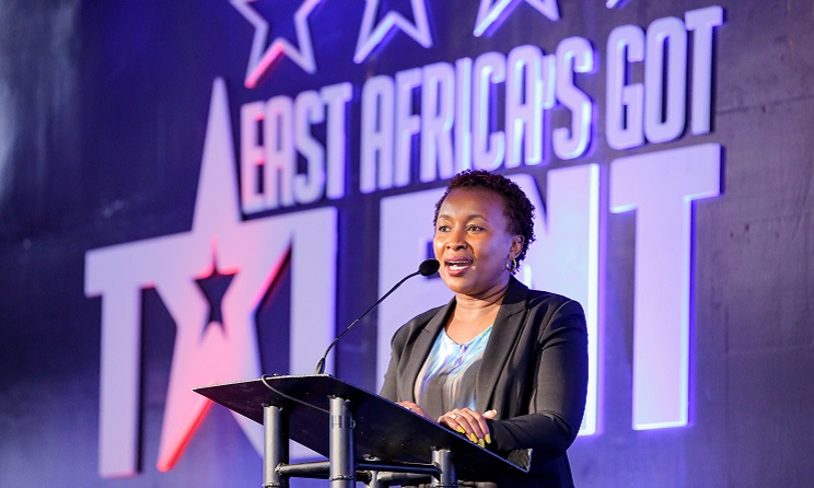 Safaricom chief customer officer Sylvia Mulinge speaks during the launch of the East Africa’s Got Talent competition.