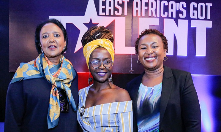 Kenyan cabinet secretary for sports, culture and heritage Amina Mohammed, Ugandan comedienne Anne Kansime and Safaricom chief customer officer Sylvia Mulinge pause for a photo during the launch of East Africa’s Got Talent last week.