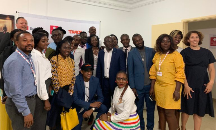 Olivier Laouchez, middle, poses for a photo with AMI students and staff. Photos: AMI