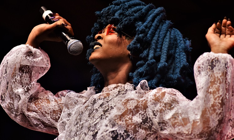 South African musician and dancer Moonchild Sanelly at the 2019 edition of MTN Bushfire Festival. Photo: Jonathon Rees