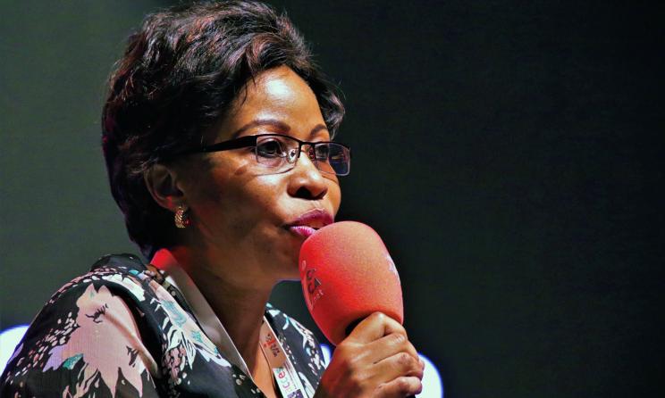 Music educator Dr Evelyn Mushira speaking at ACCES 2018 in Nairobi, Kenya. Photo: Music In Africa
