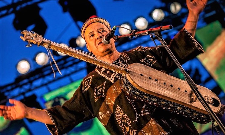 Majid Bekkas plays the Moroccan guembri instrument. Photo: Facebook