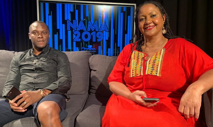 MTC chief human capital, corporate affairs officer Tim Ekandjo and NAMAs executive Umbi Karuaihe-Upi. Photo: NBC