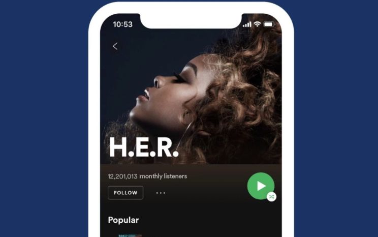 Spotify's update for iOS features new universal buttons.