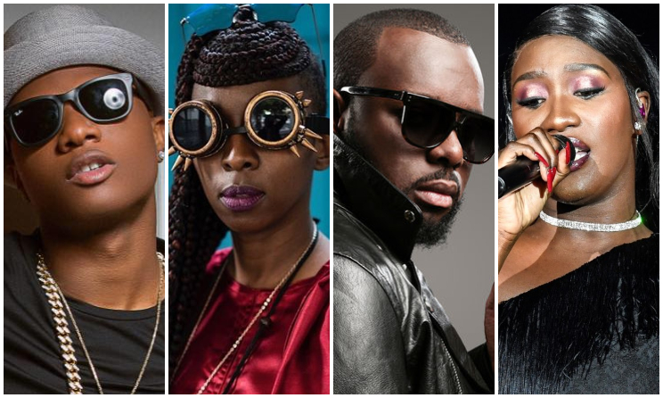 Wizkid, Selly Raby Kane, Maître Gims et Aya Nakamura.