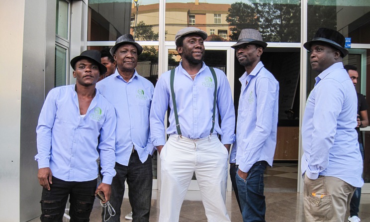 Leo Mkanyia (middle) and the Swahili Blues Band.