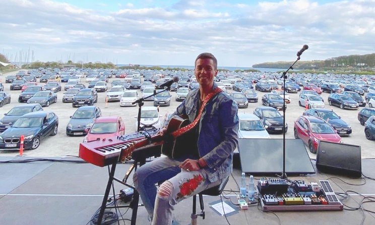 Danish musician Mads Langer held a drive-in performance in the city of Aarhus in April.