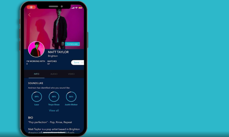 Andrson provides users with artist information based on criteria like gender, age, location and distance.
