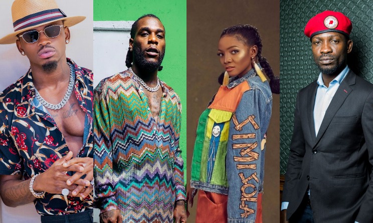 Diamond Platnumz, Burna Boy, Simi and Bobi Wine are among the musicians on the list.