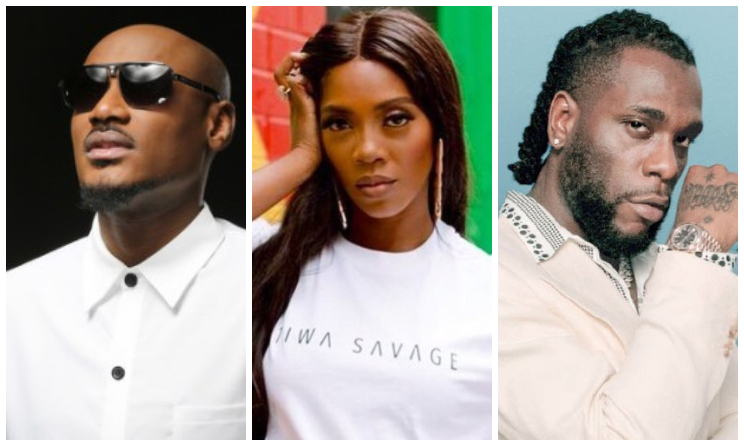 2Face Idibia, Tiwa Savage et Burna Boy.